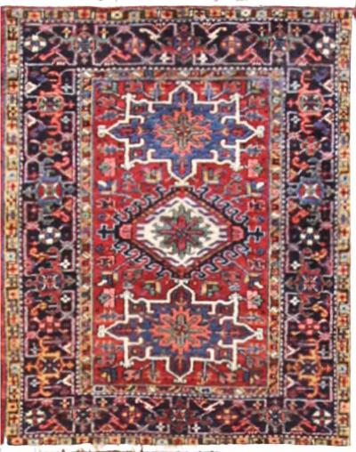 Antique Persian Karaja Heriz Rug Excellent 36 x 46 