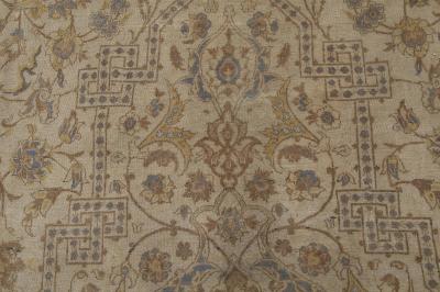Antique Persian Kashan Botanic Rug