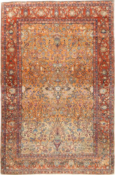 Antique Persian Kashan Rug 4 6 x 6 9 