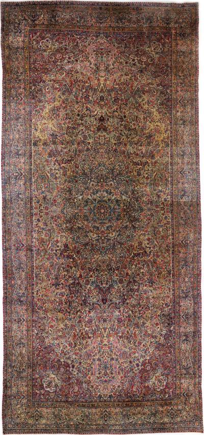 Antique Persian Kerman Rug 11 0 x 24 6 