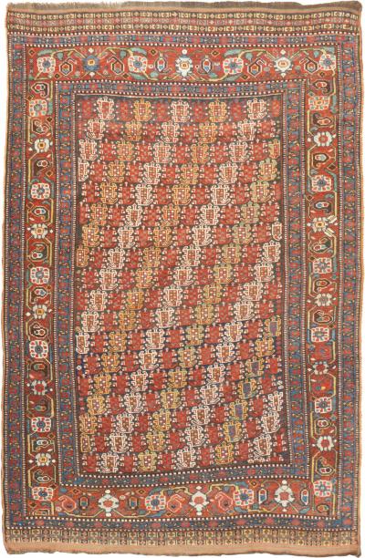 Antique Persian Khamseh Rug 4 3 x 6 4 