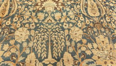 Antique Persian Khorassan Botanic Handmade Wool Rug