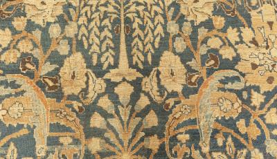 Antique Persian Khorassan Botanic Handmade Wool Rug