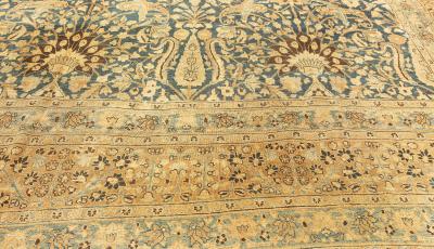 Antique Persian Khorassan Botanic Handmade Wool Rug