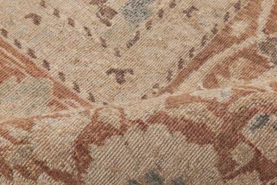 Antique Persian Khorassan Gray Beige Indigo Rust and Warm Brown Wool Rug