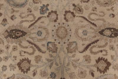 Antique Persian Khorassan Gray Beige Indigo Rust and Warm Brown Wool Rug