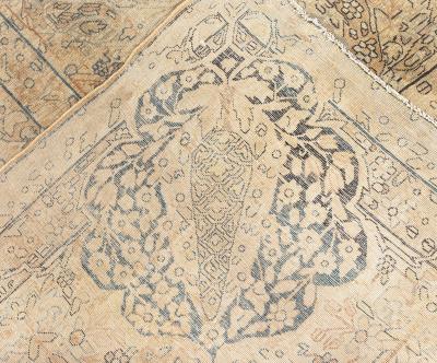 Antique Persian Kirman Animal Botanic Handmade Wool Rug