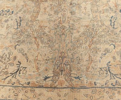 Antique Persian Kirman Animal Botanic Handmade Wool Rug