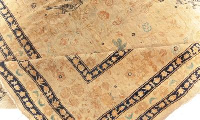 Antique Persian Kirman Beige Handmade Wool Rug Size Adjusted 