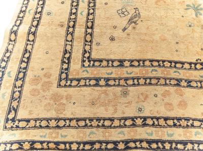 Antique Persian Kirman Beige Handmade Wool Rug Size Adjusted 