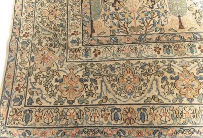 Antique Persian Kirman Beige Pastel Colors Handwoven Wool Carpet