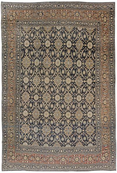 Antique Persian Kirman Botanic Handmade Wool Carpet