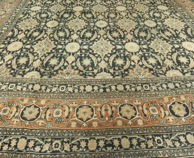 Antique Persian Kirman Botanic Handmade Wool Carpet