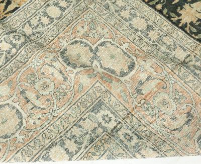 Antique Persian Kirman Botanic Handmade Wool Carpet