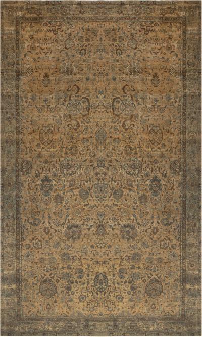 Antique Persian Kirman Botanic Handmade Wool Rug