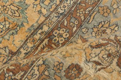 Antique Persian Kirman Botanic Handmade Wool Rug