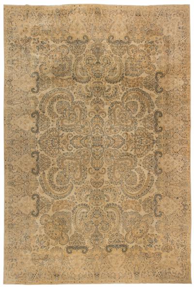 Antique Persian Kirman Camel Handmade Wool Rug