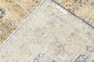 Antique Persian Kirman Green Beige Handmade Wool Carpet