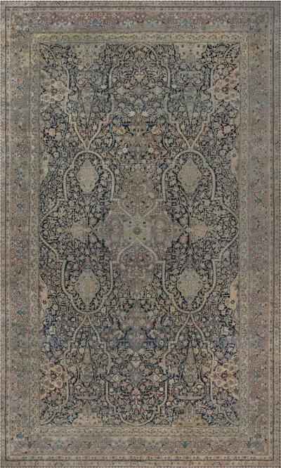 Antique Persian Kirman Handmade Wool Carpet