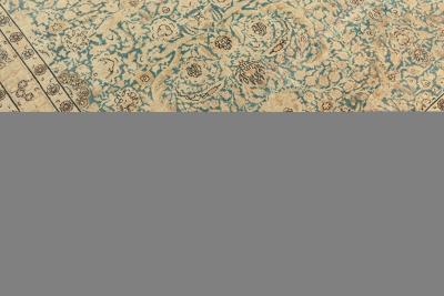 Antique Persian Kirman Rug in Beige Blue and Brown