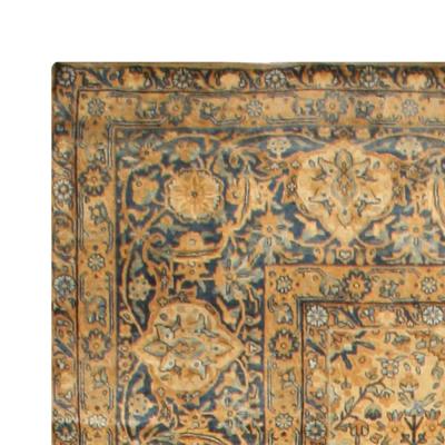 Antique Persian Kirman Yellow Handmade Wool Rug