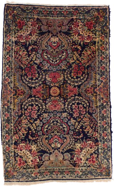 Antique Persian Lavar Kerman 1 of pair Rug 3 0 x 5 0 