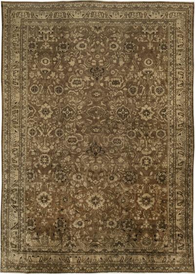Antique Persian Malayer Brown Handwoven Wool Rug