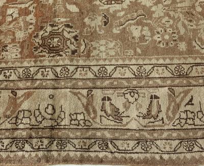 Antique Persian Malayer Brown Handwoven Wool Rug