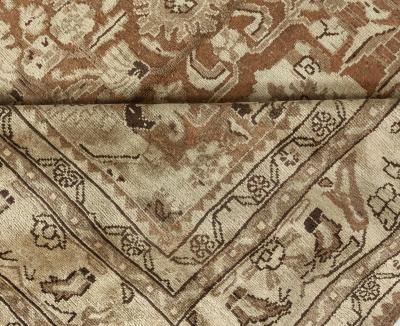 Antique Persian Malayer Brown Handwoven Wool Rug