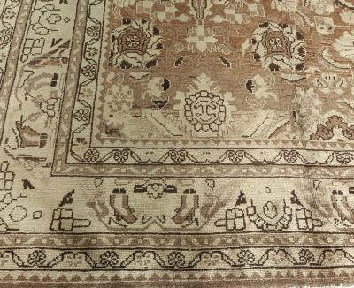 Antique Persian Malayer Brown Handwoven Wool Rug