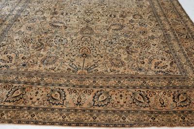 Antique Persian Meshad Botanic Handmade Wool Rug