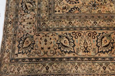 Antique Persian Meshad Botanic Handmade Wool Rug