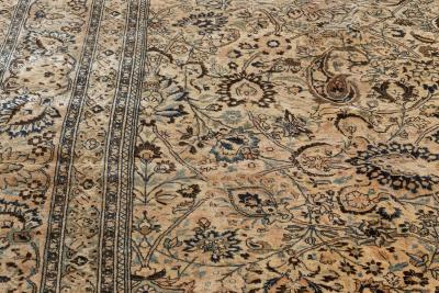 Antique Persian Meshad Botanic Handmade Wool Rug