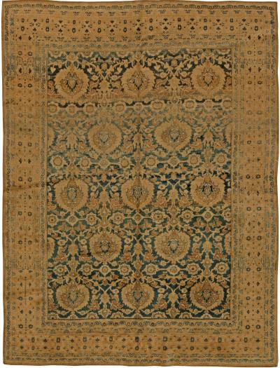 Antique Persian Meshad Botanic Handmade Wool Rug
