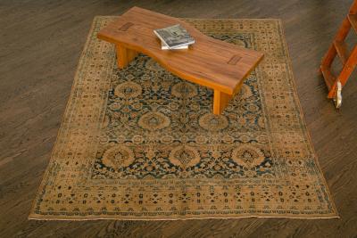 Antique Persian Meshad Botanic Handmade Wool Rug
