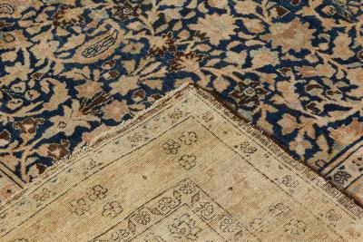 Antique Persian Meshad Rug in Beige Blue and Brown