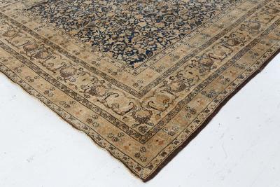 Antique Persian Meshad Rug in Beige Blue and Brown