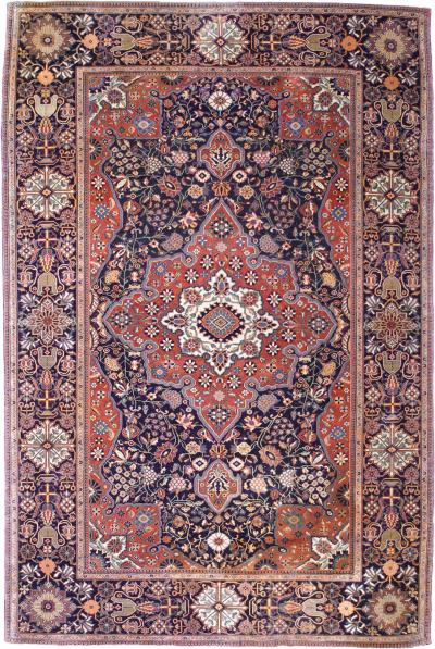 Antique Persian Mohtasham Kashan Rug 4 6 x 6 11 