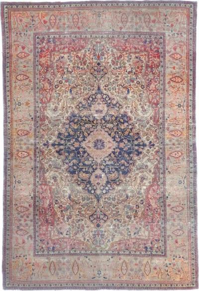 Antique Persian Mohtasham Kashan Rug 42 x 63 