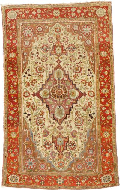 Antique Persian Mohtasham Kashan Rug 42 x 71 