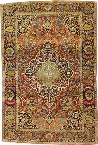 Antique Persian Mohtasham Kashan Rug 44 x 68 