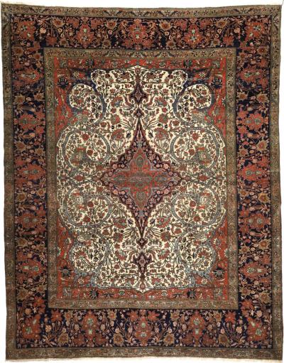 Antique Persian Mohtasham Kashan Rug 79 x 99 