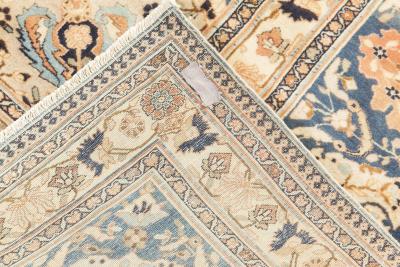 Antique Persian Mohtashem Kashan Orange Black and Light Blue Wool Rug