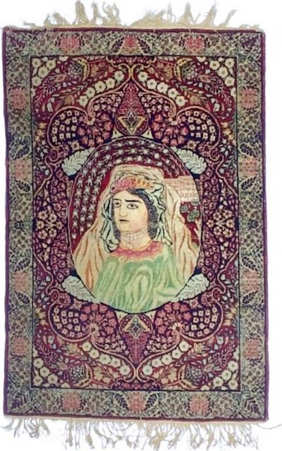 Antique Persian Pictorial Lavar Kerman Mat 20 x 30 