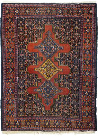 Antique Persian Senneh Rug 3 7 x 4 10 
