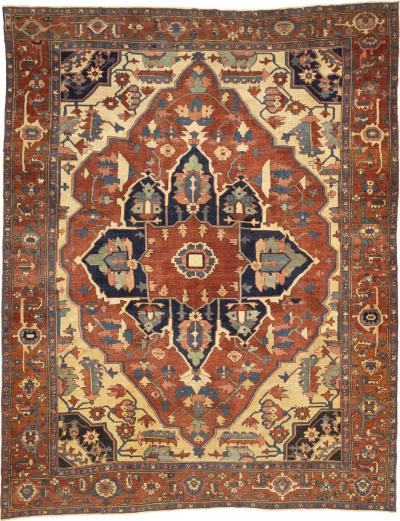Antique Persian Serapi Rug 9 9 x 12 4 