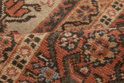 Antique Persian Sultanabad Beige Blue Brown and Orange Handmade Wool Rug