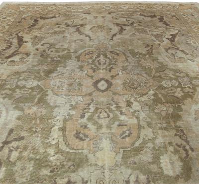 Antique Persian Sultanabad Beige and Brown Handwoven Wool Rug