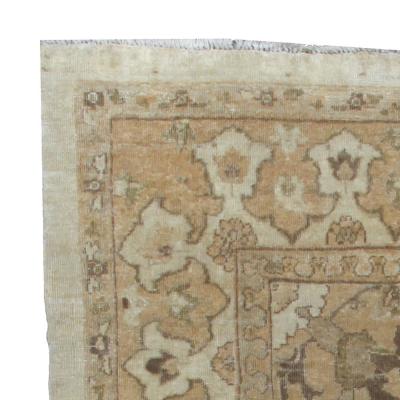 Antique Persian Sultanabad Beige and Brown Handwoven Wool Rug