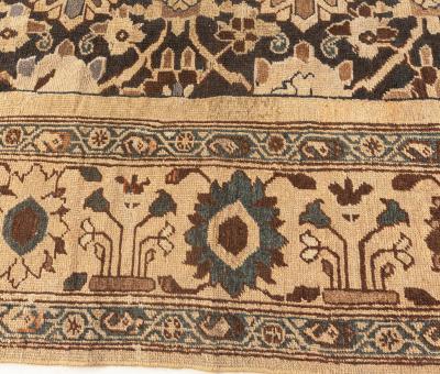 Antique Persian Sultanabad Botanic Hand Knotted Wool Rug
